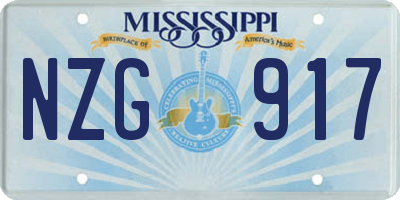 MS license plate NZG917