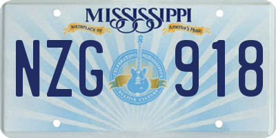 MS license plate NZG918