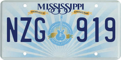 MS license plate NZG919