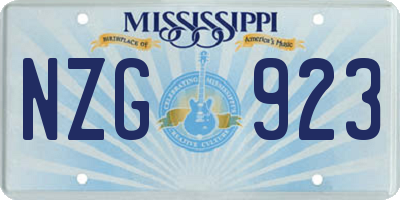 MS license plate NZG923