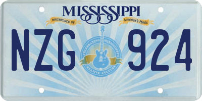 MS license plate NZG924