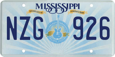 MS license plate NZG926