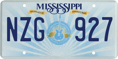 MS license plate NZG927