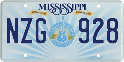 MS license plate NZG928