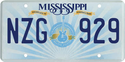 MS license plate NZG929
