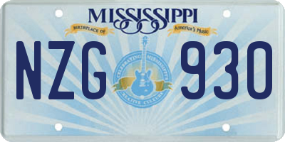MS license plate NZG930