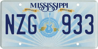 MS license plate NZG933