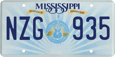 MS license plate NZG935