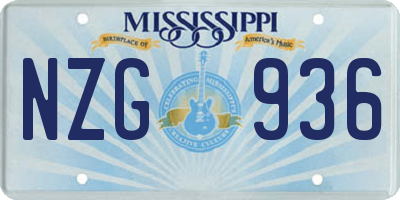MS license plate NZG936