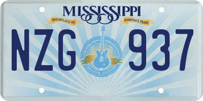 MS license plate NZG937