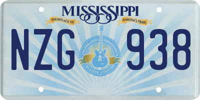 MS license plate NZG938