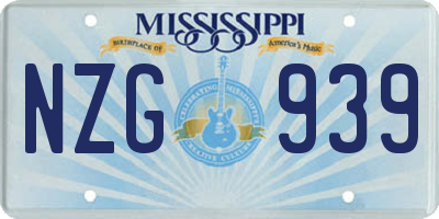 MS license plate NZG939