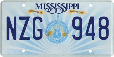 MS license plate NZG948