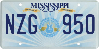 MS license plate NZG950