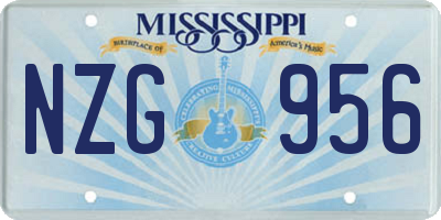 MS license plate NZG956