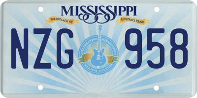 MS license plate NZG958