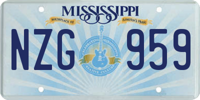 MS license plate NZG959