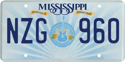 MS license plate NZG960
