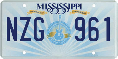 MS license plate NZG961