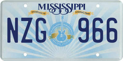 MS license plate NZG966