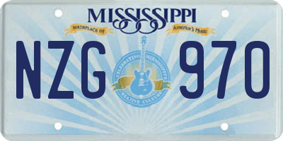 MS license plate NZG970