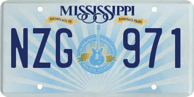 MS license plate NZG971