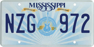 MS license plate NZG972