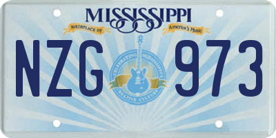 MS license plate NZG973