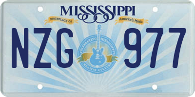 MS license plate NZG977