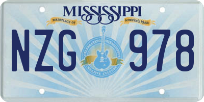 MS license plate NZG978