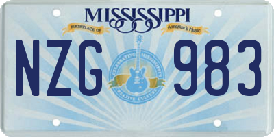 MS license plate NZG983