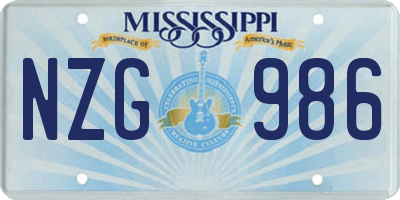 MS license plate NZG986