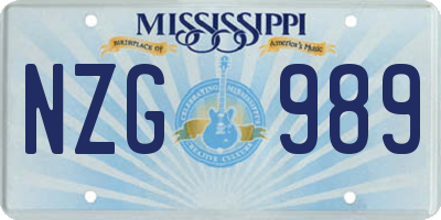 MS license plate NZG989