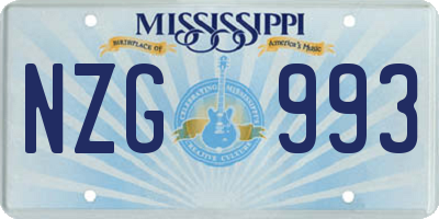 MS license plate NZG993