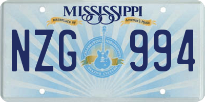 MS license plate NZG994