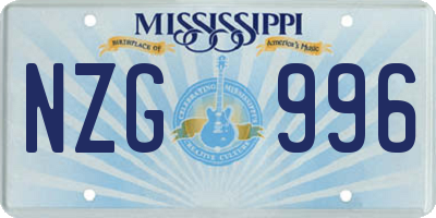 MS license plate NZG996