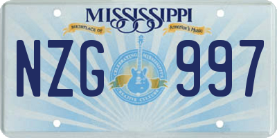 MS license plate NZG997