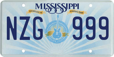 MS license plate NZG999