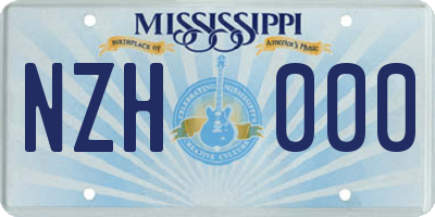 MS license plate NZH000