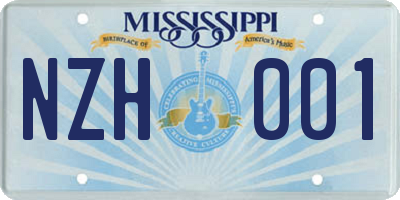 MS license plate NZH001