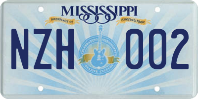 MS license plate NZH002