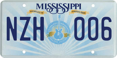 MS license plate NZH006