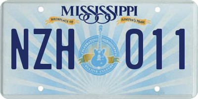 MS license plate NZH011