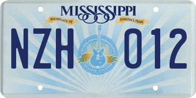 MS license plate NZH012
