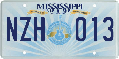 MS license plate NZH013
