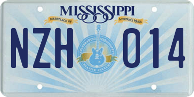 MS license plate NZH014