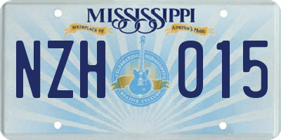 MS license plate NZH015