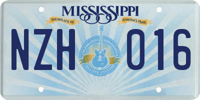 MS license plate NZH016
