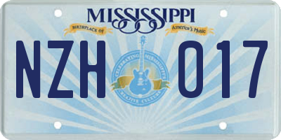 MS license plate NZH017