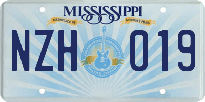 MS license plate NZH019